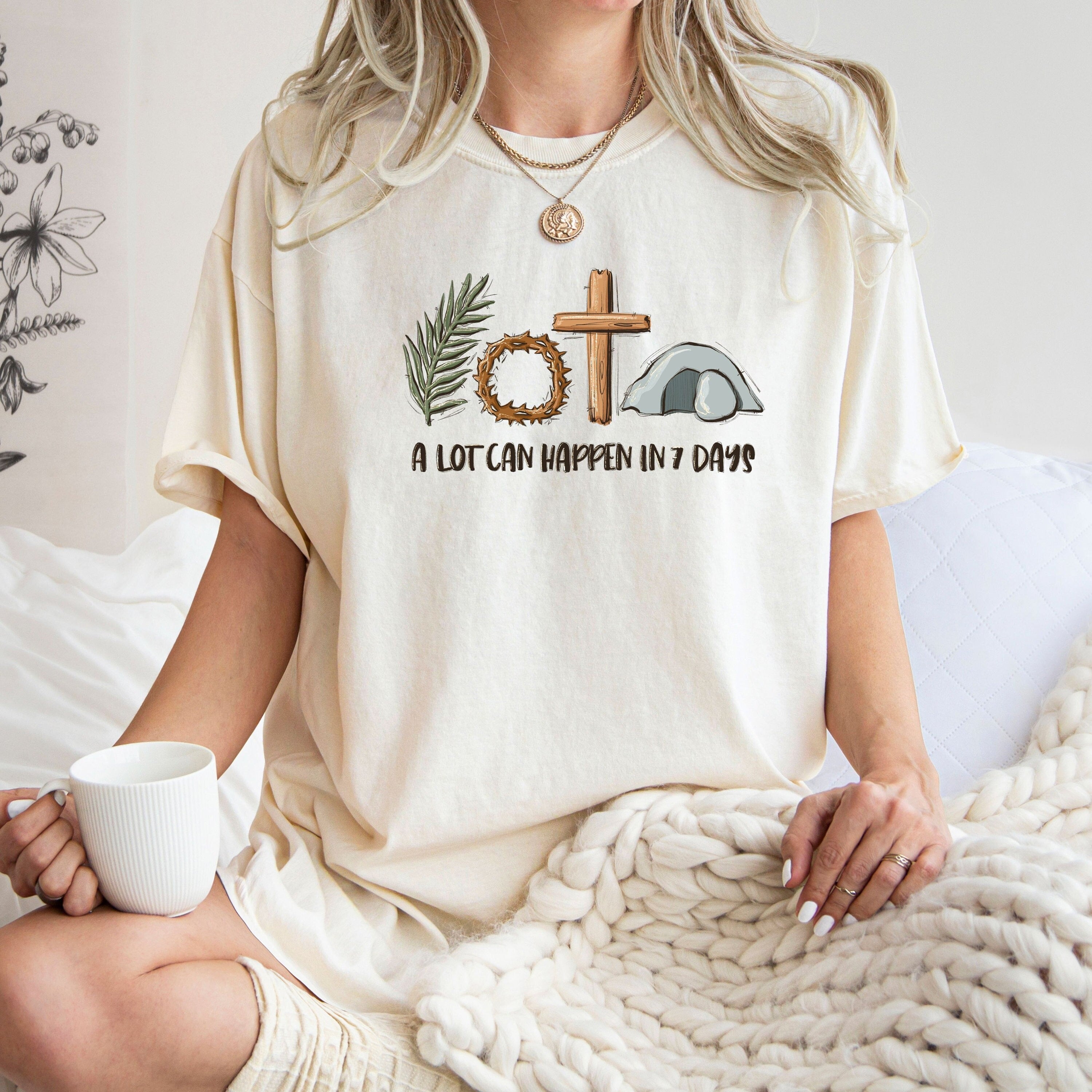 Comfort Colors® A Lot Can Happen in 7 Days Shirt, Easter Christian Tee, Holy Week Family Shirt, Religious Gift for Christians, Bible Verse Apparel
